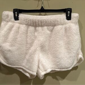 Aerie Cozy White Fuzzy Shorts